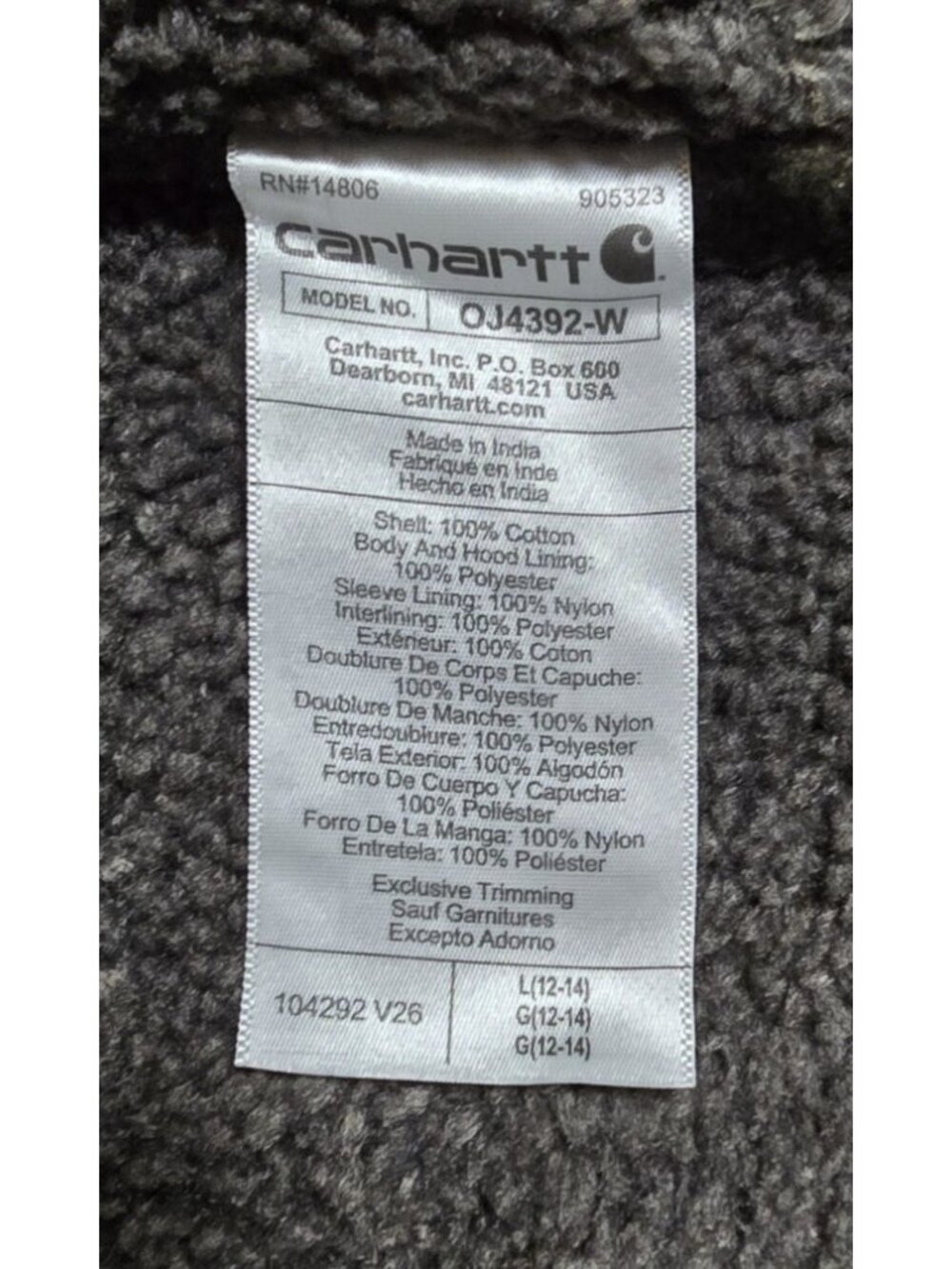 Carhartt Full Zip Duck Canvas Hooded Sherpa Lined Work Coat Jacket Women's L New - Picture 11 of 16
